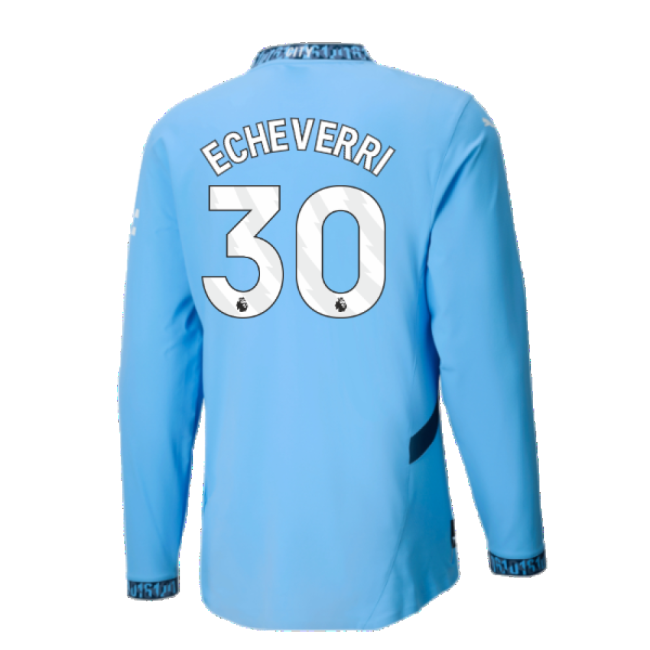2024-2025 Man City Authentic Long Sleeve Home Shirt (Echeverri 30)