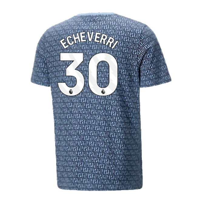 2024-2025 Man City ftblCulture Tee AOP (Navy) - Kids (Echeverri 30)