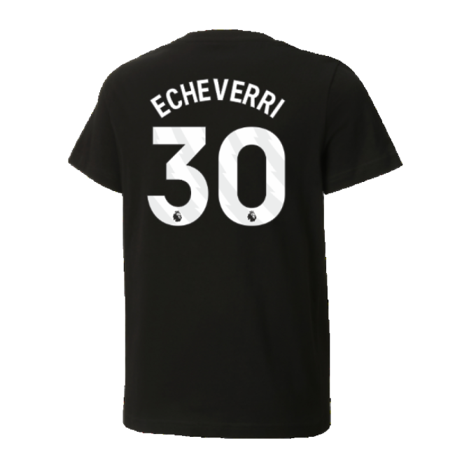 2024-2025 Man City ftblCulture Tee (Black) - Kids (Echeverri 30)