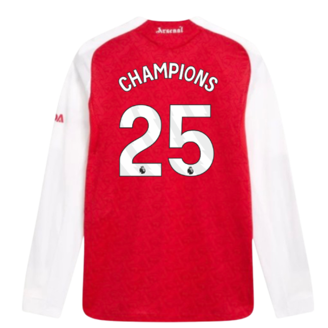 2025-2026 Arsenal Authentic Long Sleeve Home Shirt (Champions 25)