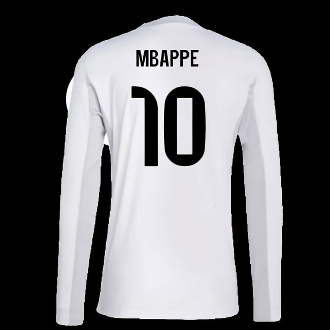 2025-2026 Real Madrid Long Sleeve Home Shirt (Mbappe 10)