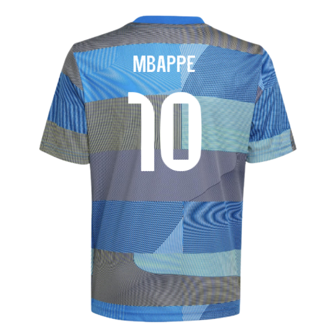 2025-2026 Real Madrid Pre-Match Shirt (Blue) - Kids (Mbappe 10)