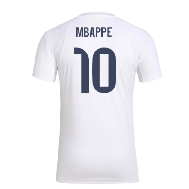 2025-2026 Real Madrid Seasonal Graphic Tee (White) (Mbappe 10)
