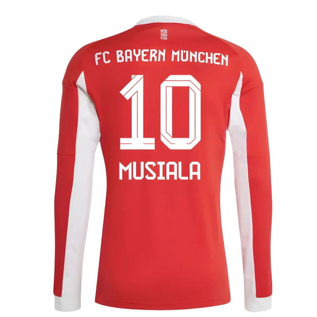 2025-2026 Bayern Munich Long Sleeve Home Shirt (Musiala 10)