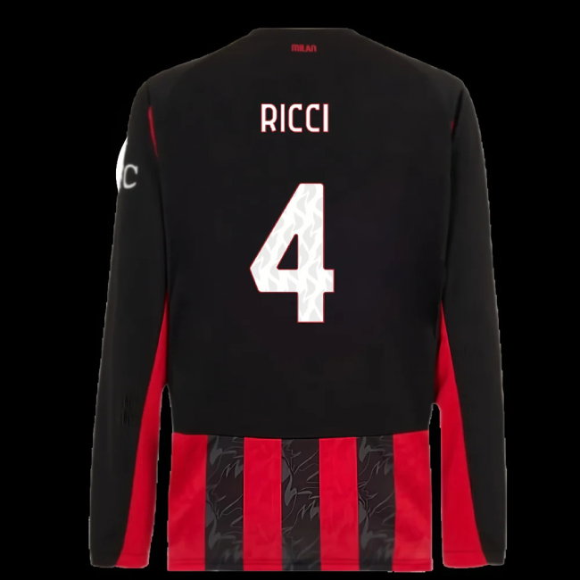 2025-2026 AC Milan Long Sleeve Home Shirt (Ricci 4)