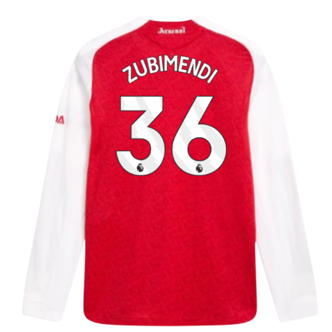 2025-2026 Arsenal Authentic Long Sleeve Home Shirt (Zubimendi 36)