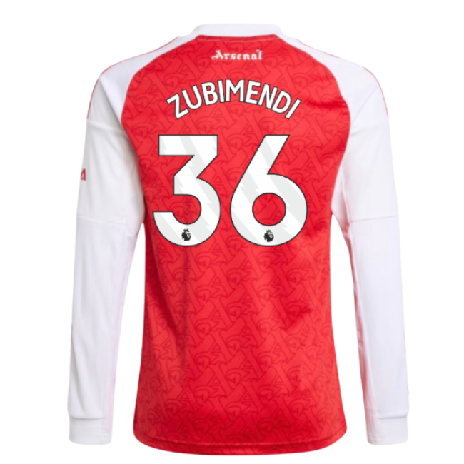 2025-2026 Arsenal Long Sleeve Home Shirt (Kids) (Zubimendi 36)