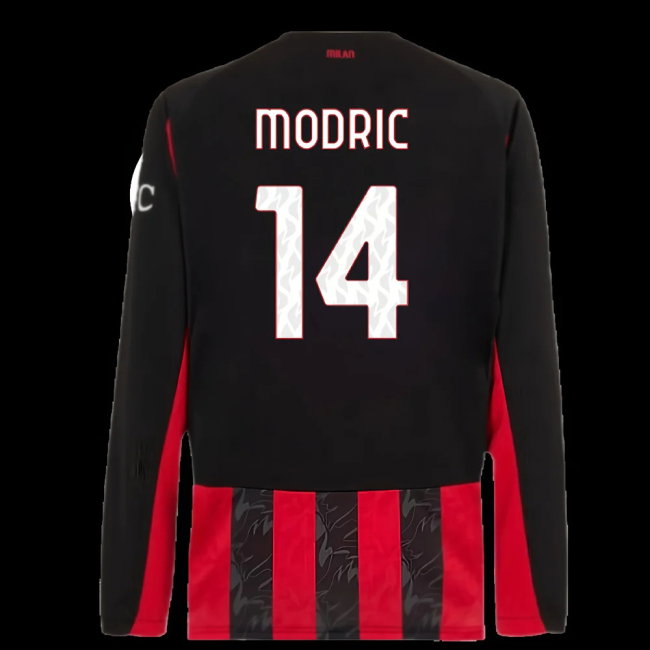 2025-2026 AC Milan Long Sleeve Home Shirt (Modric 14)