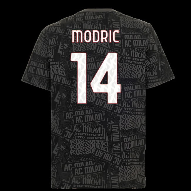 2025-2026 AC Milan ftblCulture Tee AOP (Black) (Modric 14)