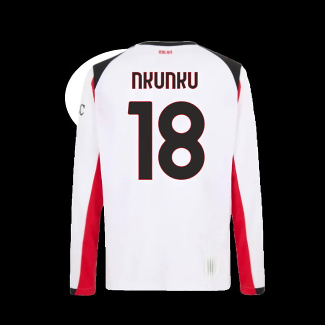 2025-2026 AC Milan Long Sleeve Away Shirt (Nkunku 18)