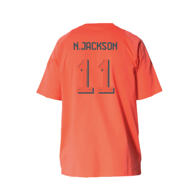 2025-2026 Bayern Munich Training Tee (Easy Coral) - Kids (N.Jackson 11)