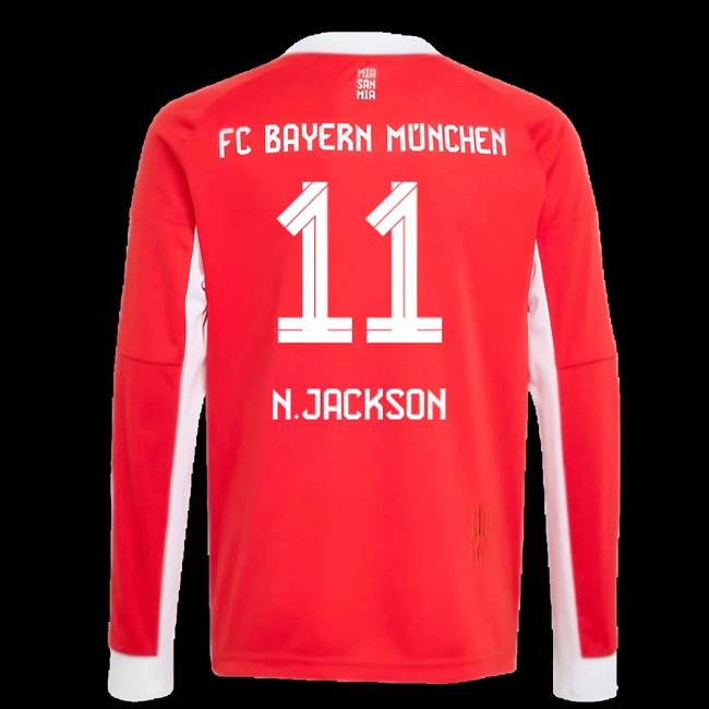 2025-2026 Bayern Munich Long Sleeve Home Shirt (Kids) (N.Jackson 11)