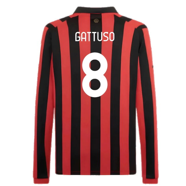 AC Milan 125th Authentic Shirt LS (Black-Red) (Gattuso 8)