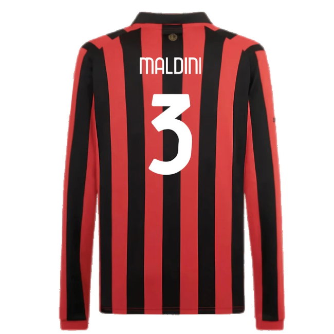 AC Milan 125th Authentic Shirt LS (Black-Red) (Maldini 3)