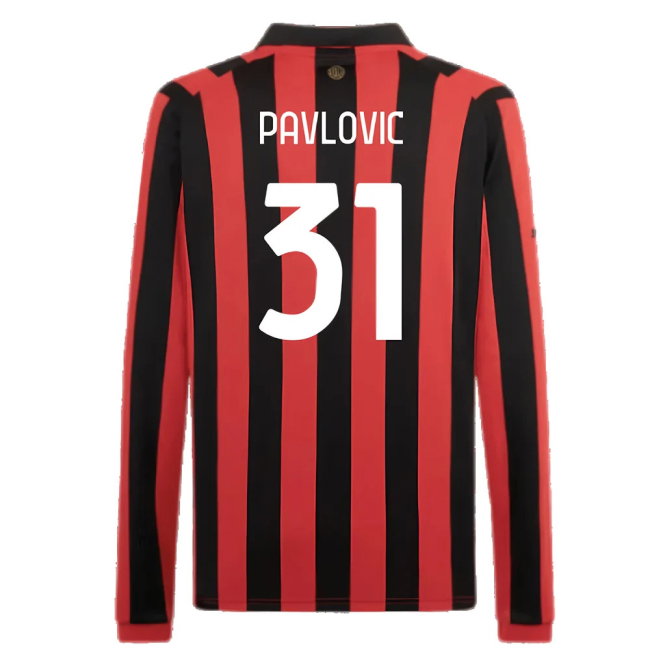 AC Milan 125th Authentic Shirt LS (Black-Red) (Pavlovic 31)