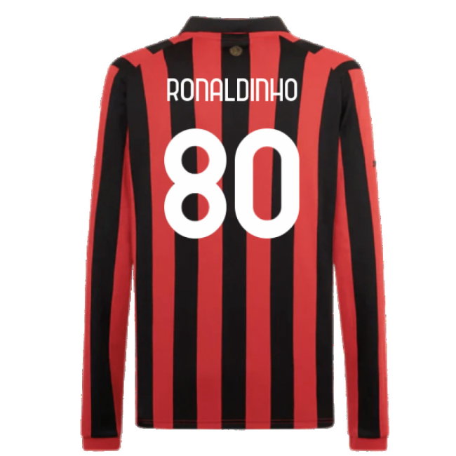 AC Milan 125th Authentic Shirt LS (Black-Red) (Ronaldinho 80)