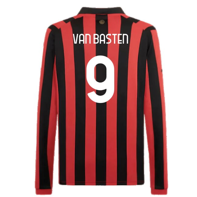 AC Milan 125th Authentic Shirt LS (Black-Red) (Van Basten 9)