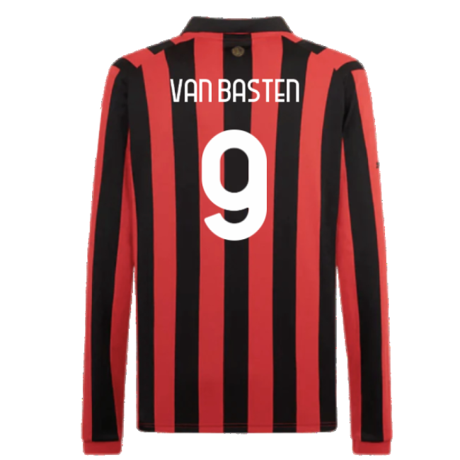 AC Milan 125th Authentic Shirt LS (Black-Red) (Van Basten 9)