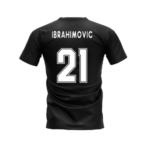 AC Milan 1995-1996 Retro Shirt T-shirt (Black) (Ibrahimovic 21)