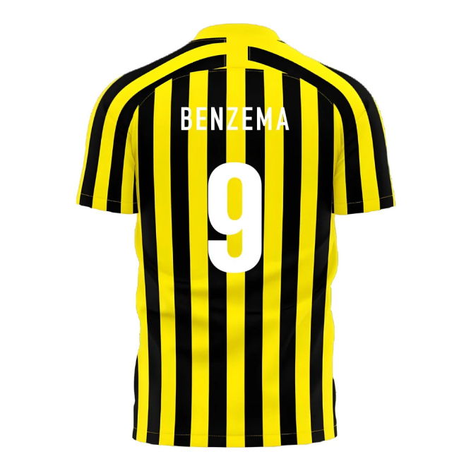 Al-Ittihad 2025-2026 Stripe Home Concept Football Kit (Libero) (Benzema 9)