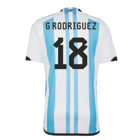 Argentina 2022 World Cup Winners Home Shirt (G RODRIGUEZ 18)