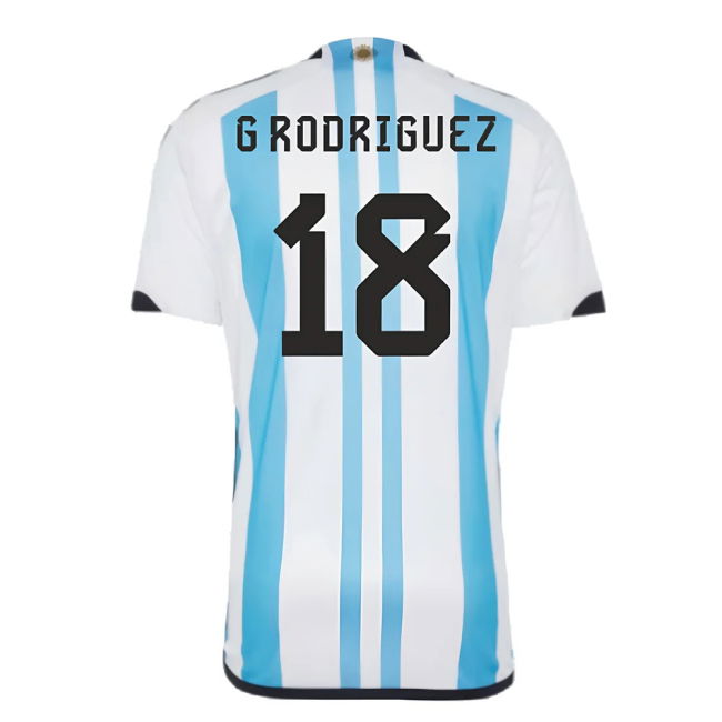 Argentina 2022 World Cup Winners Home Shirt (G RODRIGUEZ 18)