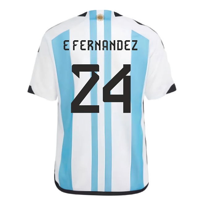 Argentina 2022 World Cup Winners Home Shirt - Kids (E FERNANDEZ 24)