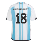 Argentina 2022 World Cup Winners Home Shirt - Kids (G RODRIGUEZ 18)