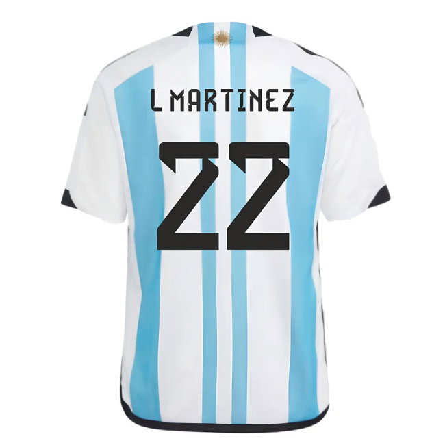 Argentina 2022 World Cup Winners Home Shirt - Kids (L MARTINEZ 22)