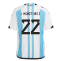 Argentina 2022 World Cup Winners Home Shirt - Kids (L MARTINEZ 22)