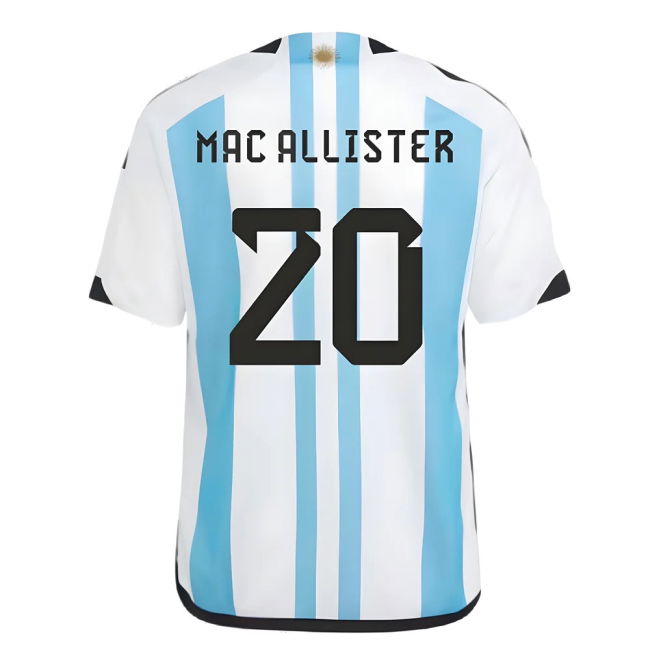 Argentina 2022 World Cup Winners Home Shirt - Kids (MAC ALLISTER 20)