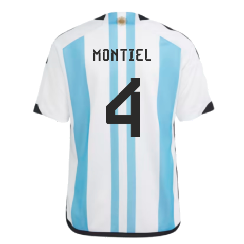 Argentina 2022 World Cup Winners Home Shirt - Kids (MONTIEL 4)