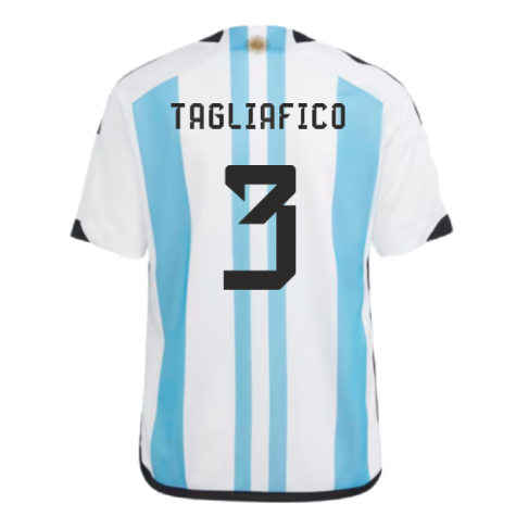 Argentina 2022 World Cup Winners Home Shirt - Kids (TAGLIAFICO 3)