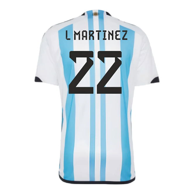 Argentina 2022 World Cup Winners Home Shirt (L MARTINEZ 22)