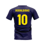 Barcelona 2008-2009 Retro Shirt T-shirt (Navy) (RONALDINHO 10)