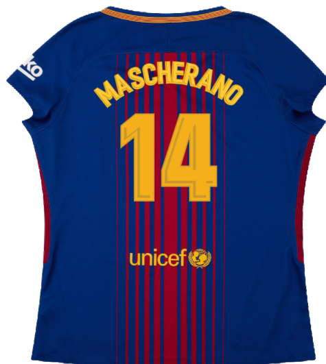 Barcelona 2017-18 Home Shirt (Womens) (M) (Mint) (Mascherano 14)
