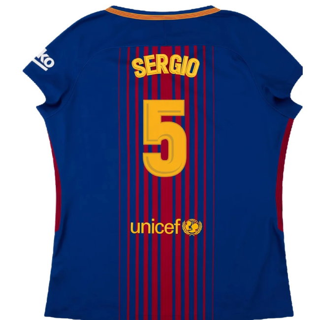 Barcelona 2017-18 Home Shirt (Womens) (XL) (Mint) (Sergio 5)
