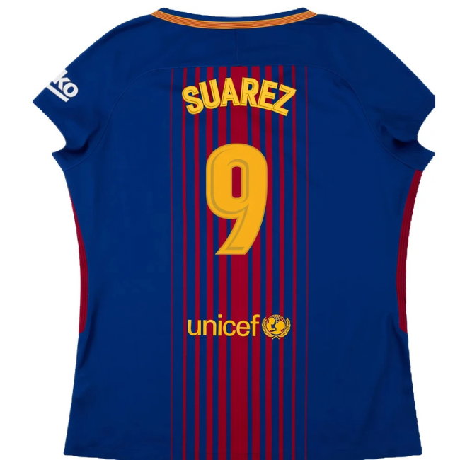 Barcelona 2017-18 Home Shirt (Womens) (XL) (Mint) (Suarez 9)