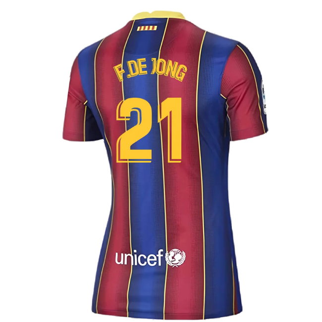 Barcelona 2020-21 Home Shirt (Womens) (Large 16-18) (Excellent) (F.DE JONG 21)