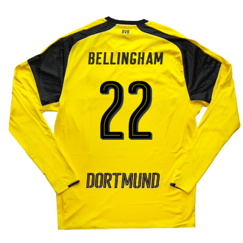 Borussia Dortmund 2016-17 Long Sleeve European Home Shirt (L) (Bellingham 22) (Excellent)