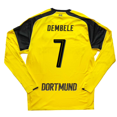 Borussia Dortmund 2016-17 Long Sleeve European Home Shirt (L) (Dembele 7) (Excellent)