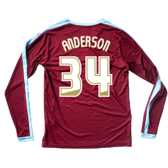 Burnley 2015-16 Long Sleeve Home Shirt ((Excellent) S) (Anderson 34)