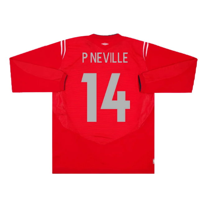 England 2004-06 Away Long Sleeve Shirt (Very Good) (P Neville 14)