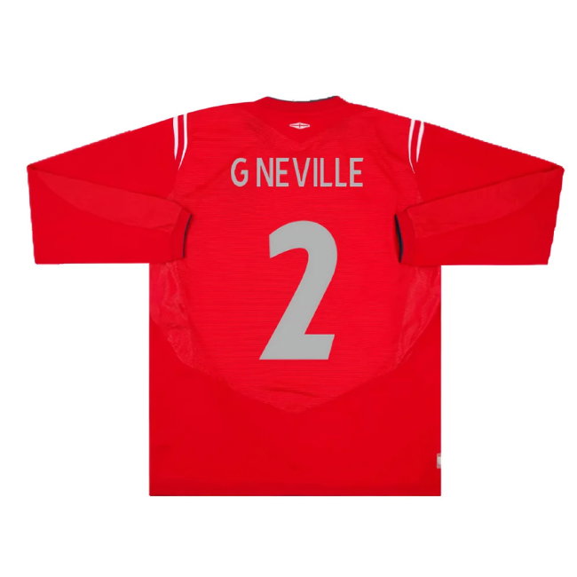 England 2004-2006 Away L/S Shirt (L) (Excellent) (G Neville 2)