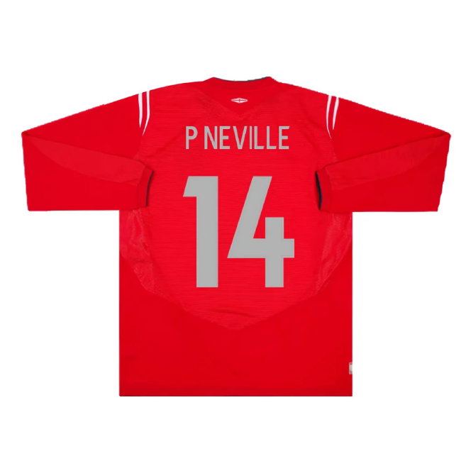 England 2004-2006 Away L/S Shirt (L) (Excellent) (P Neville 14)