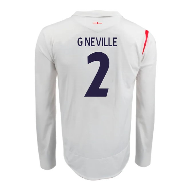 England 2005-07 Home Long Sleeve Shirt (XL) (Very Good) (G NEVILLE 2)