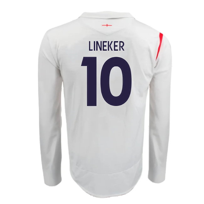 England 2005-07 Home Long Sleeve Shirt (XL) (Very Good) (LINEKER 10)
