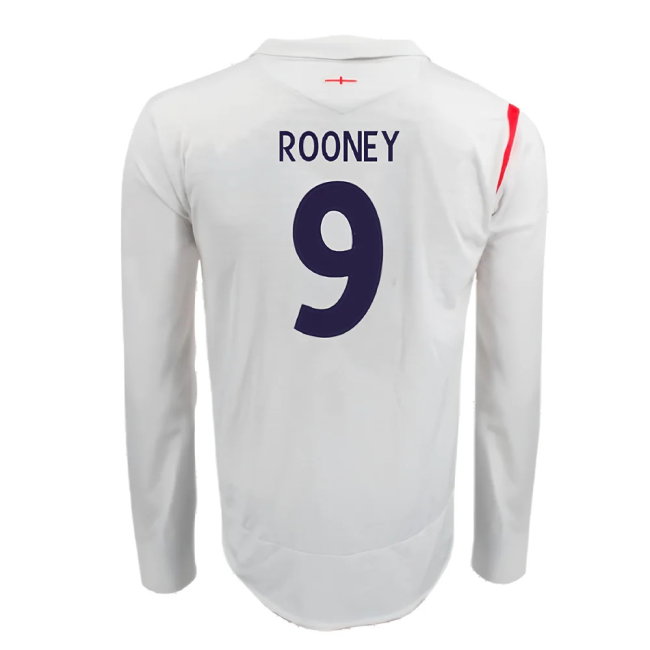 England 2005-07 Home Long Sleeve Shirt (XL) (Very Good) (ROONEY 9)