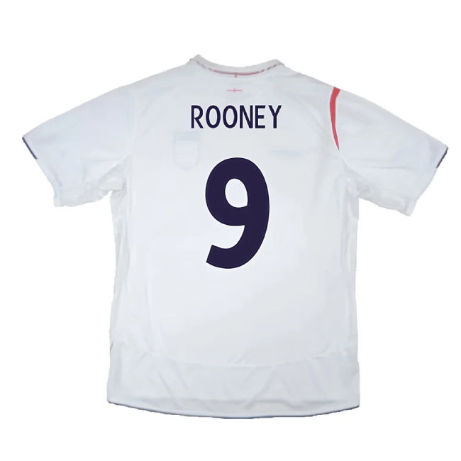 England 2005-2007 Home Shirt (XXL) (Mint) (ROONEY 9)