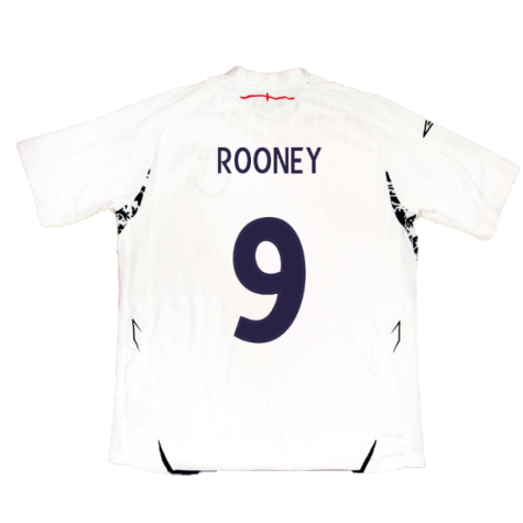 England 2007-09 Home Shirt (M) (Very Good) (ROONEY 9)